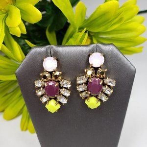 J. Crew purple, crystal & yellow-green stud earrin